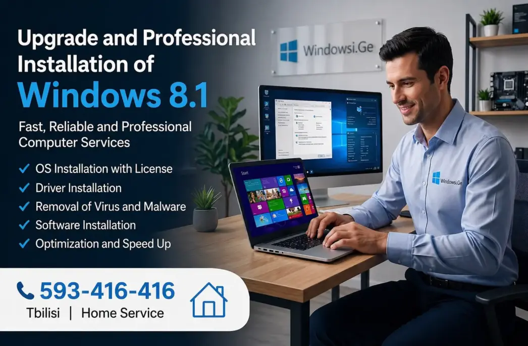 Professional Windows 8 and 8.1 installation and computer repair service in Tbilisi