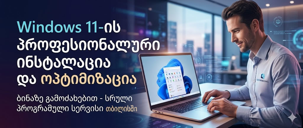 Windows 11 გადაყენება თბილისში კომპიუტერის და ლეპტოპის მომსახურება